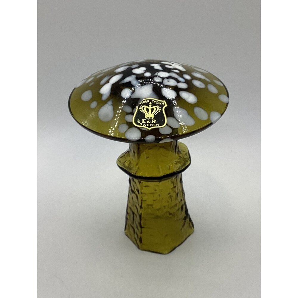 Bo Borgstrom Åseda Ebeling Reuss Sweden Hand Blown Glass Mushroom-4 inch